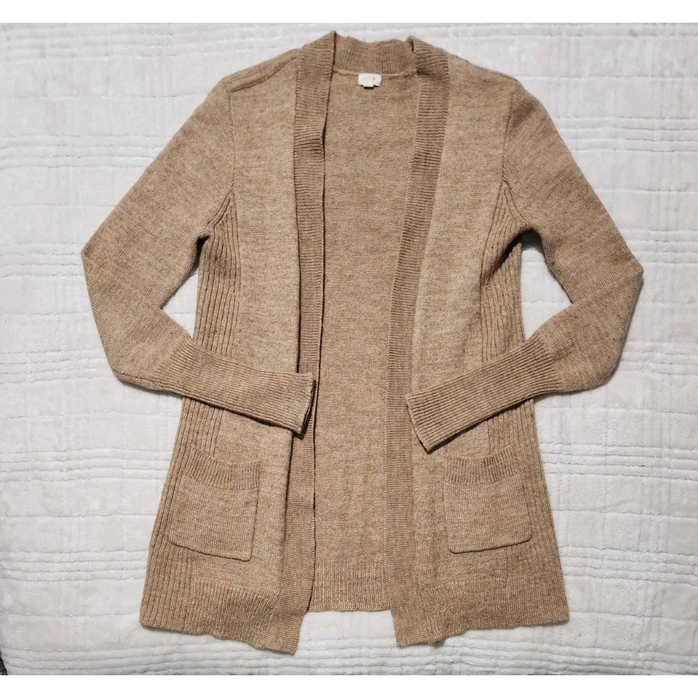 J. Crew Womens Sweater‎ Beige Cardigan Long Sleeve Wool Alpaca Blend Pockets XS
